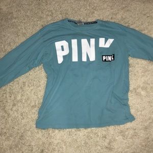 Pink brand blue long sleeve top